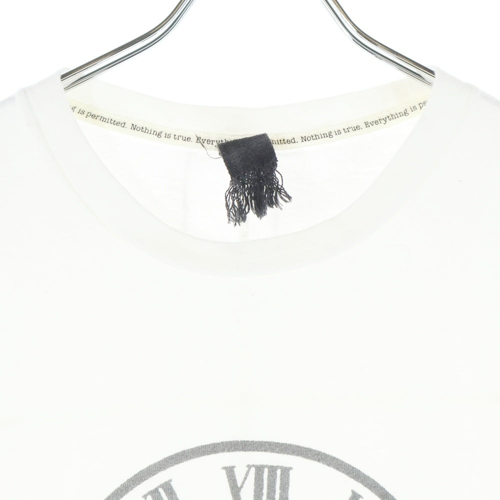 NO BRAND(ノーブランド) BIAS バイアス フロントスカルプリント 七分丈Tシャツ カットソー ホワイト