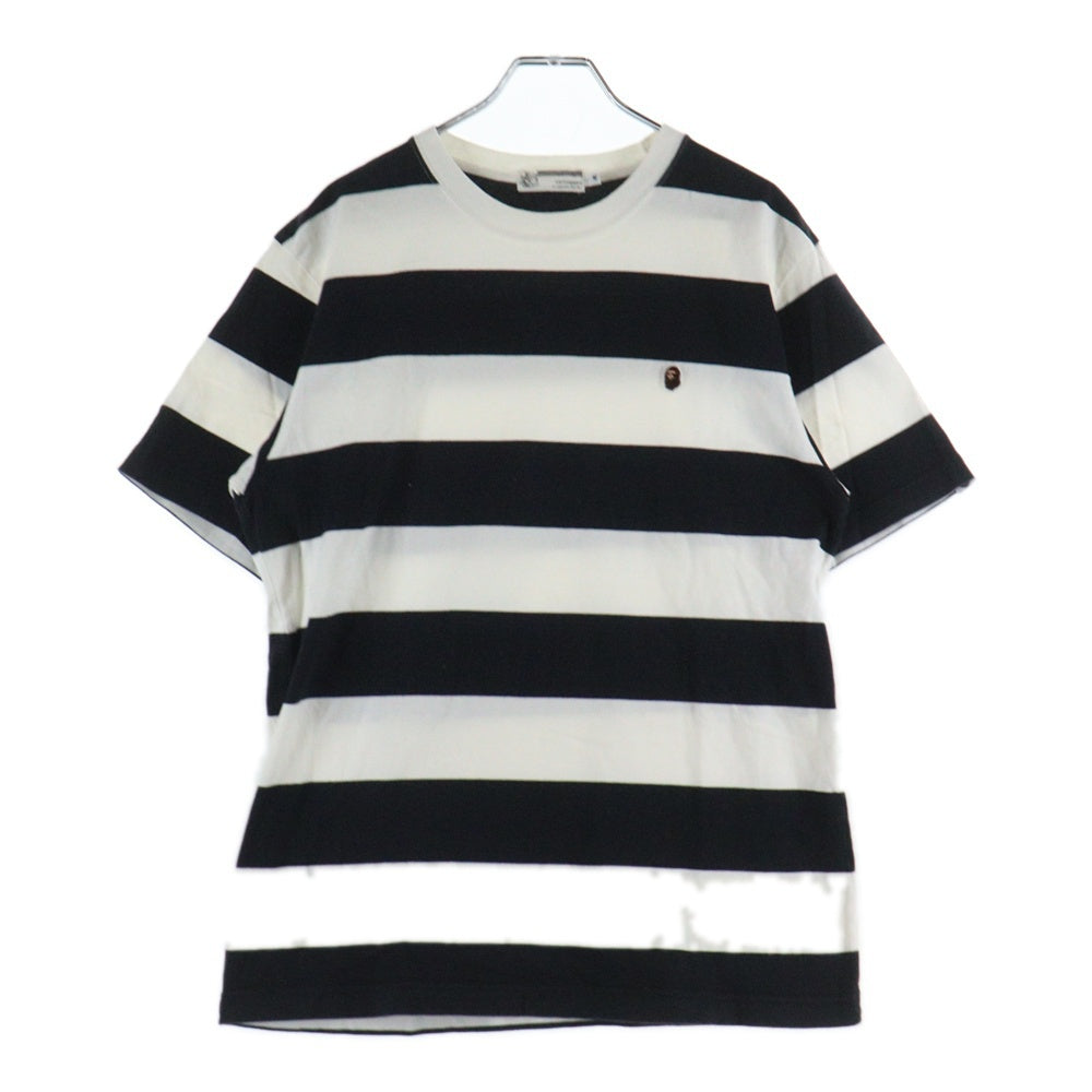 A BATHING APE(アベイシングエイプ) ボーダー クルーネック 半袖Tシャツ カットソー ブラック/ホワイト