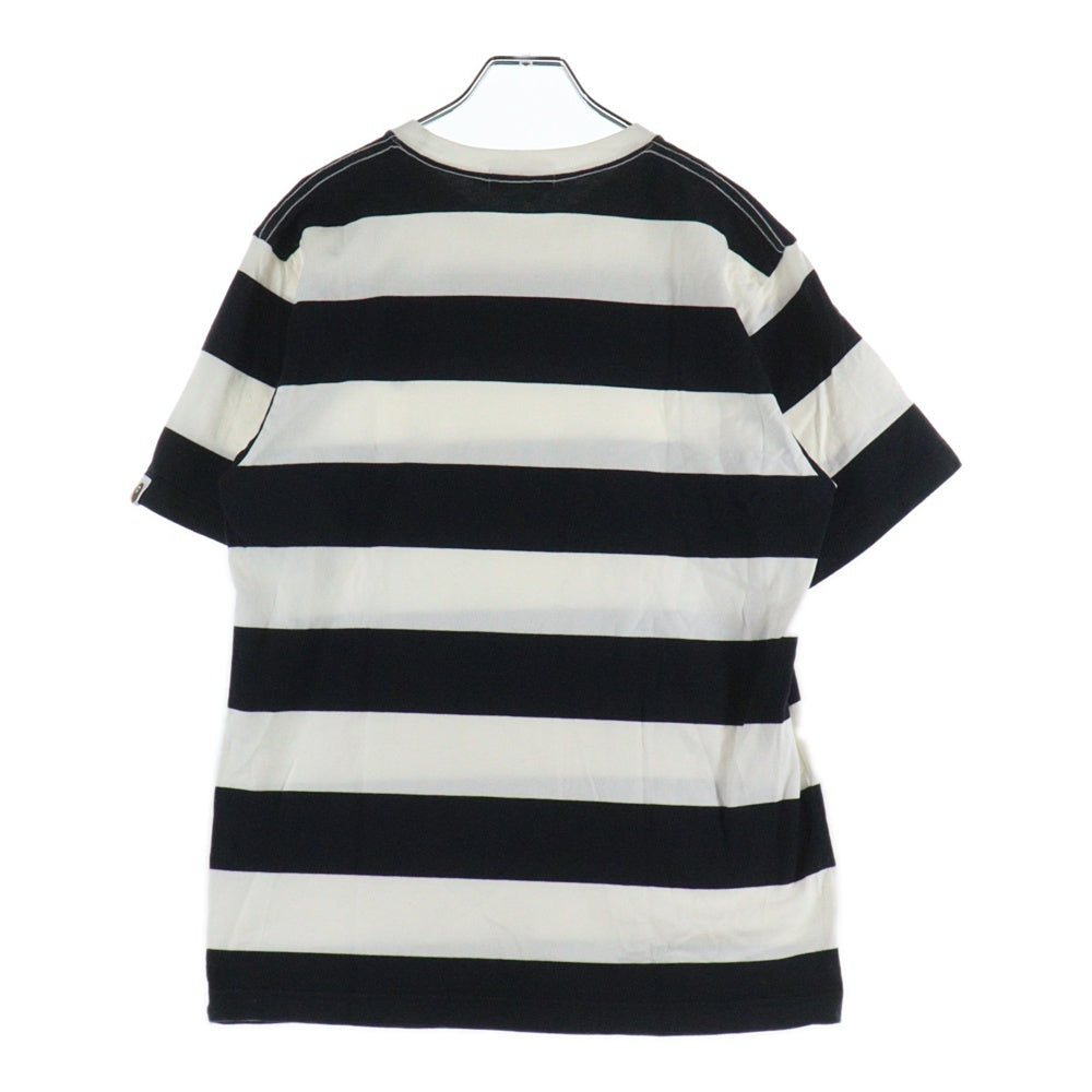 A BATHING APE(アベイシングエイプ) ボーダー クルーネック 半袖Tシャツ カットソー ブラック/ホワイト