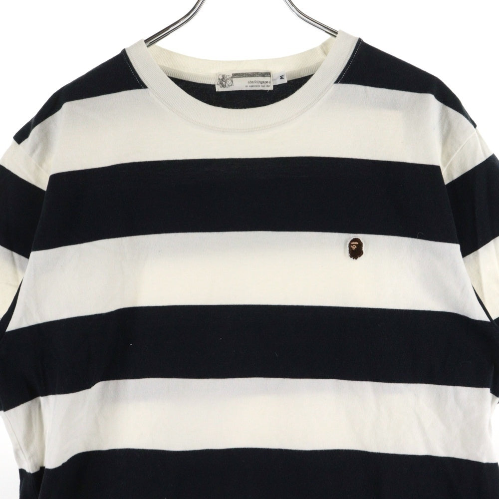 A BATHING APE(アベイシングエイプ) ボーダー クルーネック 半袖Tシャツ カットソー ブラック/ホワイト