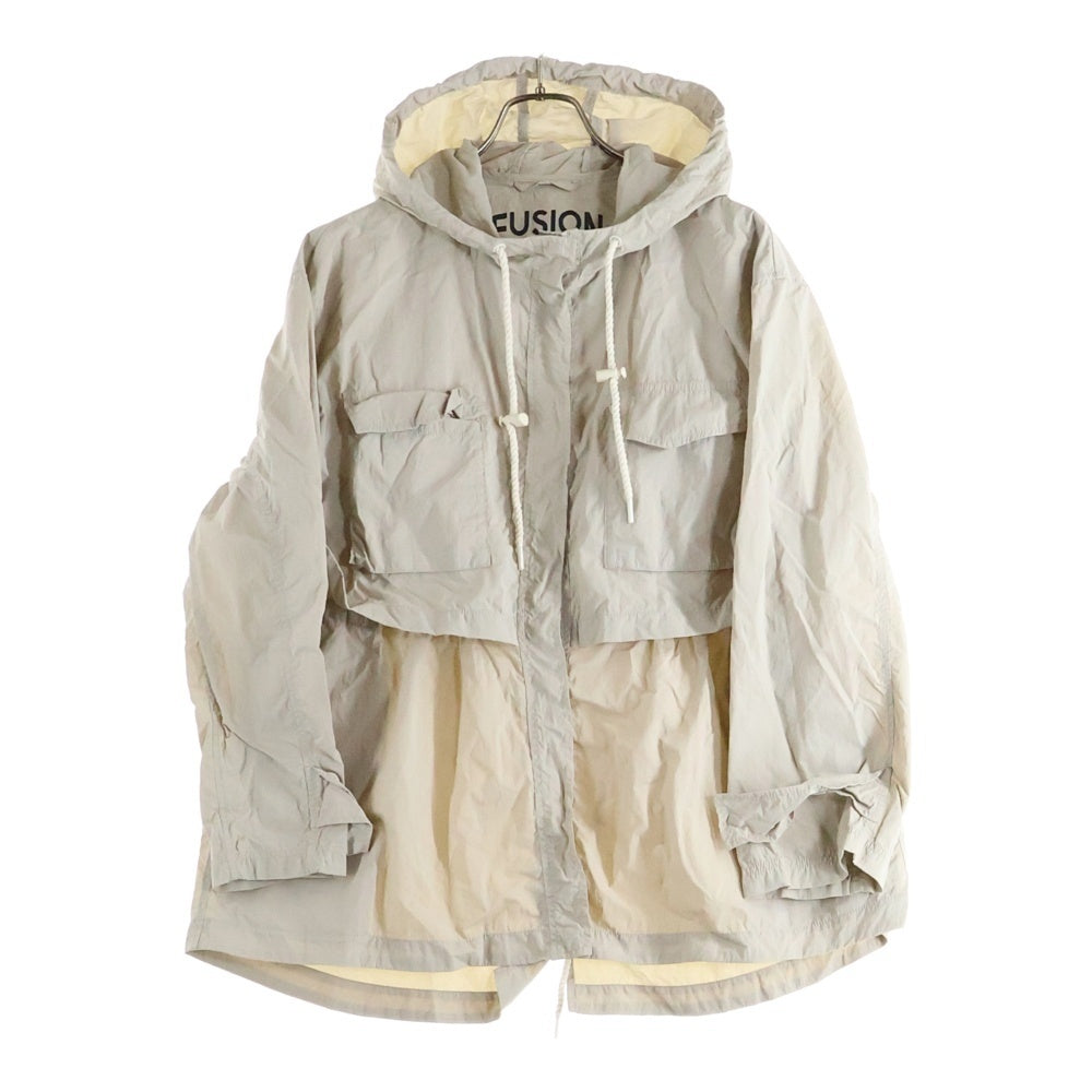 NO BRAND(ノーブランド) PUAL CE CIN ピュアルセシン マルチポケット ドローストリング フーデッド ナイロンジャケット ベージュ 0231070110