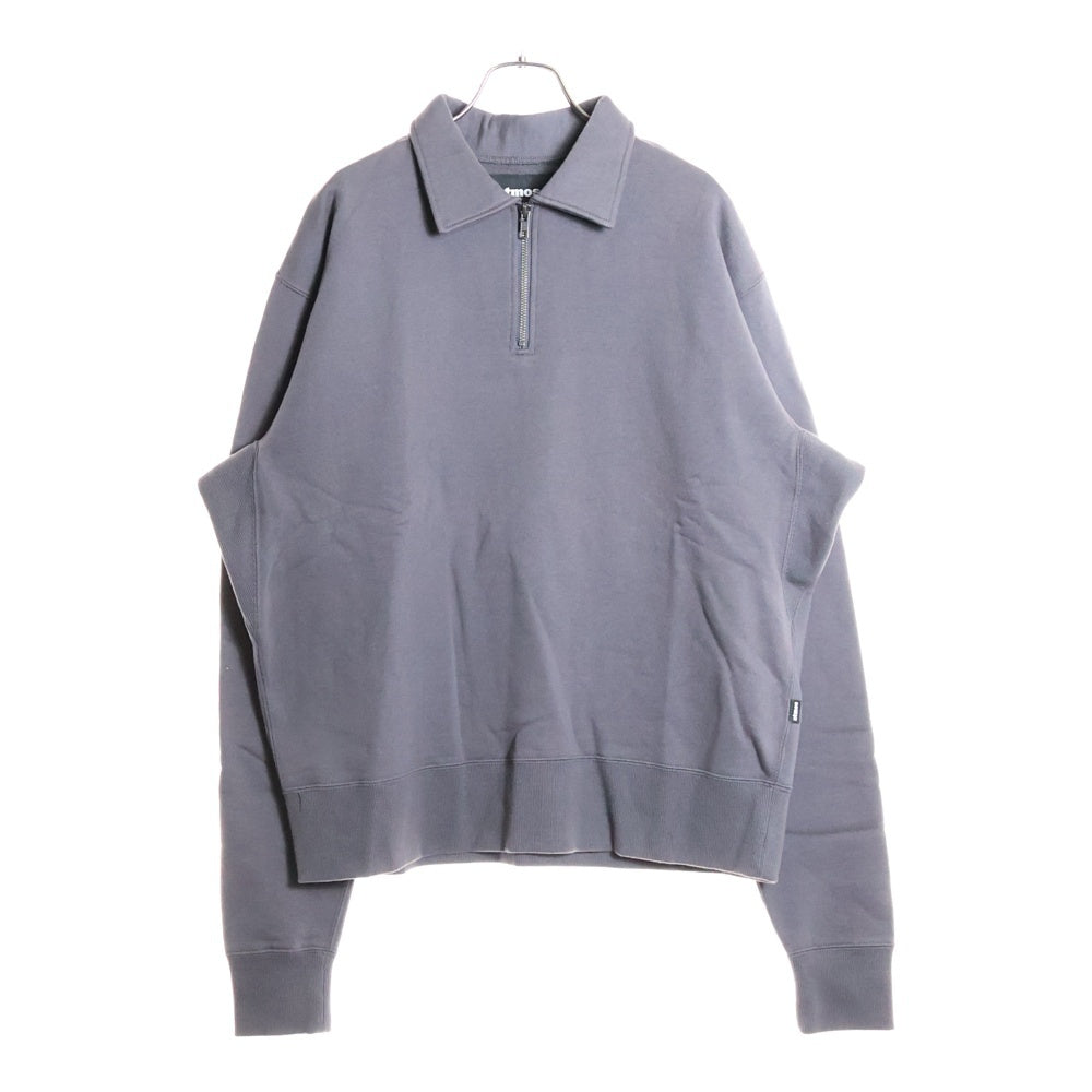 ATMOS(アトモス) OVERDYED HALF ZIP SWEAT オーバーダイ ハーフジップ スウェット トレーナー チャコール AT20-055