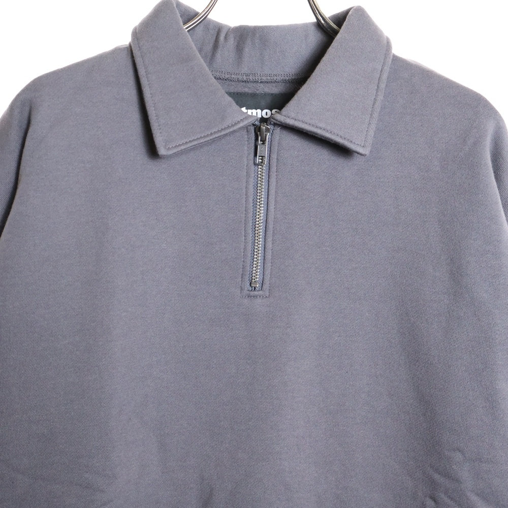 ATMOS(アトモス) OVERDYED HALF ZIP SWEAT オーバーダイ ハーフジップ スウェット トレーナー チャコール AT20-055