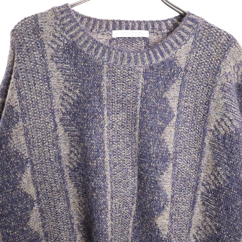 JOURNAL STANDARD(ジャーナルスタンダード) 総柄 ウール混 ジャガードクルーネック ニット セーター パープル 21-080-600-9250-4-0