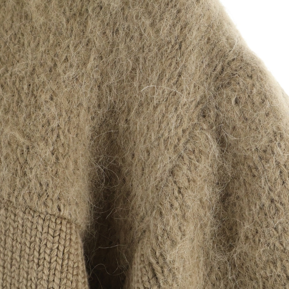 Sacai(サカイ) 24AW Patchwork Knit Pullover パッチワーク ウールニットパフスリーブ 半袖プルオーバーニットセーター レディース ブラウン 24-07582