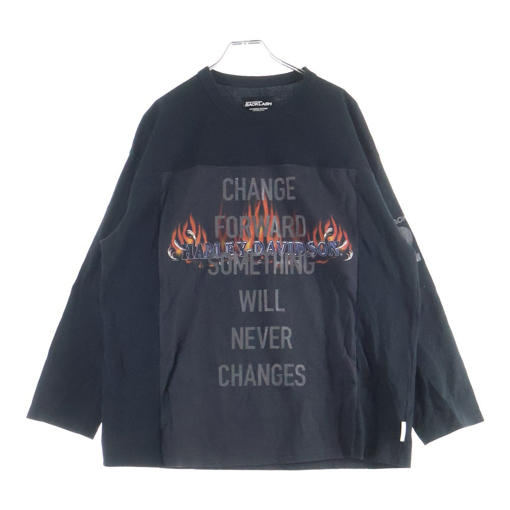 ISAMU KATAYAMA BACKLASH(イサムカタヤマバックラッシュ) 25th ヴィンテージTシャツ リメイク ロングスリーブカットソー ブラック BLM-SH-06C