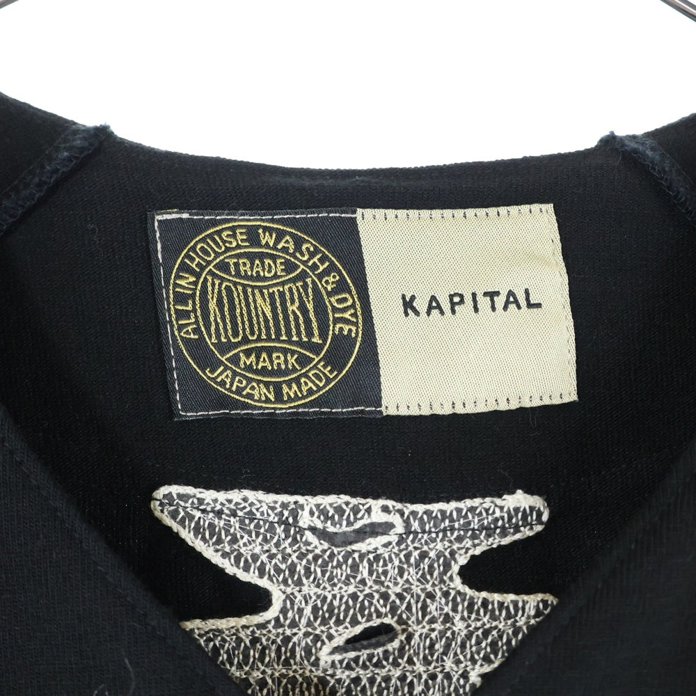 KAPITAL(キャピタル) 16/-度詰め天竺ベースボールシャツ(BONE) ボーン ブラック