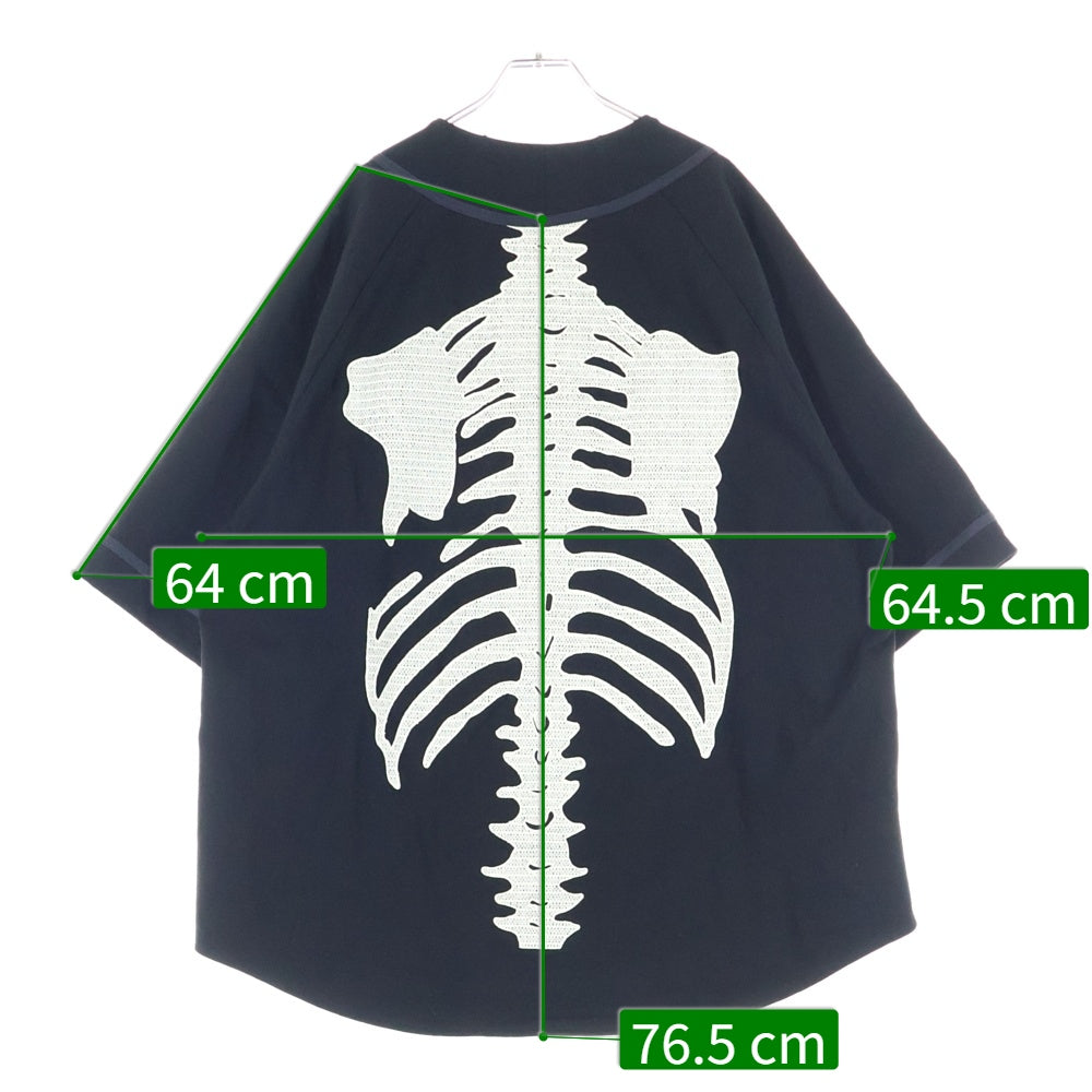 KAPITAL(キャピタル) 16/-度詰め天竺ベースボールシャツ(BONE) ボーン ブラック