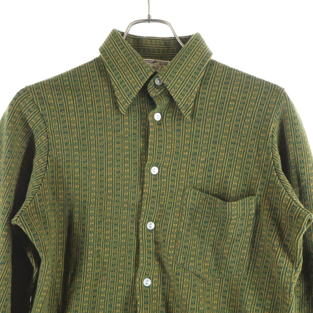 VINTAGE(ヴィンテージ) 70S VINTAGE Viyella ビエラ アクリル混 ウール ヴィンテージ 長袖シャツ 総柄 グリーン