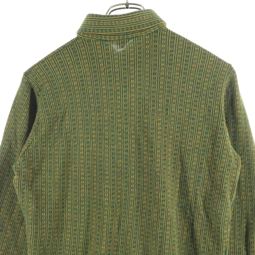VINTAGE(ヴィンテージ) 70S VINTAGE Viyella ビエラ アクリル混 ウール ヴィンテージ 長袖シャツ 総柄 グリーン