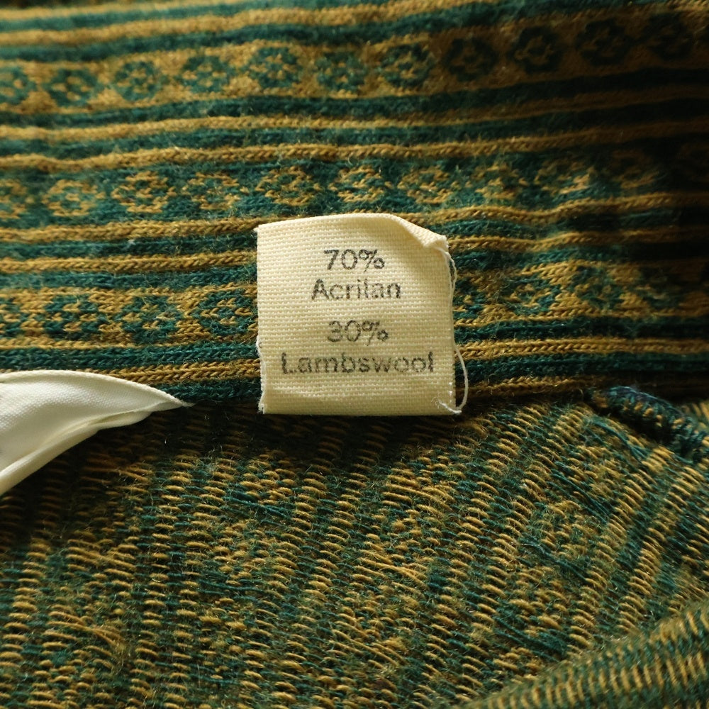VINTAGE(ヴィンテージ) 70S VINTAGE Viyella ビエラ アクリル混 ウール ヴィンテージ 長袖シャツ 総柄 グリーン