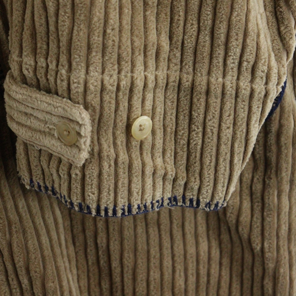 Paul Smith(ポールスミス) ブランケットステッチ コーデュロイ フーデット スモック ロングコート ジャケット ブラウン PN-0C-79783