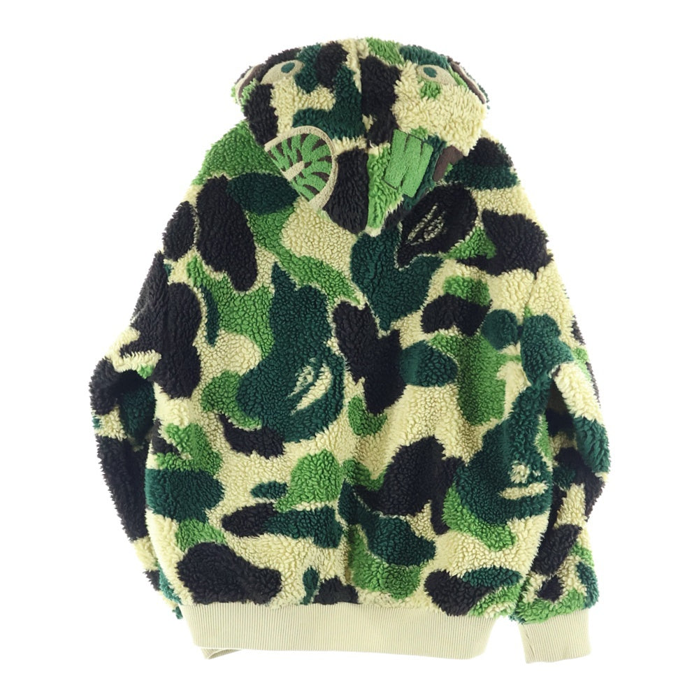 A BATHING APE(アベイシングエイプ) CAMO BOA SHARK RELAXED FIT FULL ZIP HOODIE カモ柄 ボアシャークパーカー フルジップフーディー カーキ 001ZPK801307M