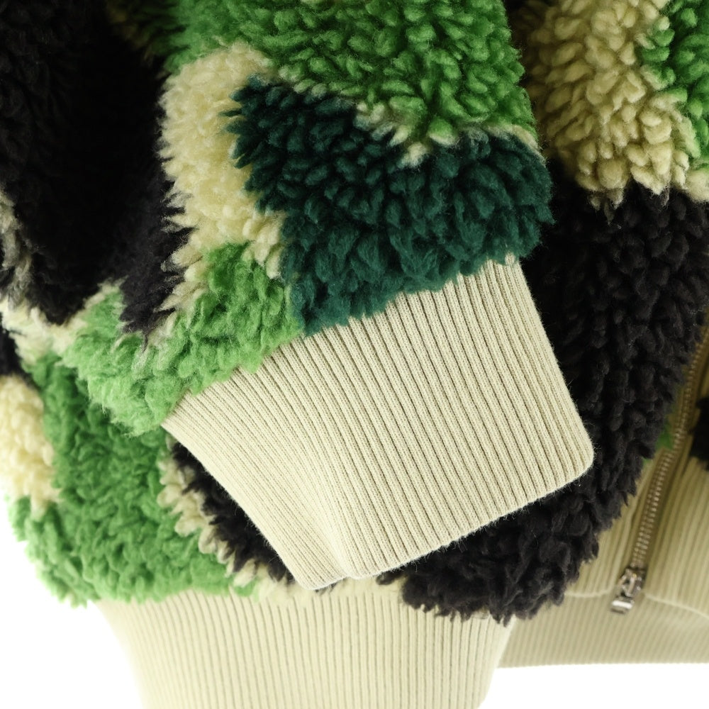 A BATHING APE(アベイシングエイプ) CAMO BOA SHARK RELAXED FIT FULL ZIP HOODIE カモ柄 ボアシャークパーカー フルジップフーディー カーキ 001ZPK801307M