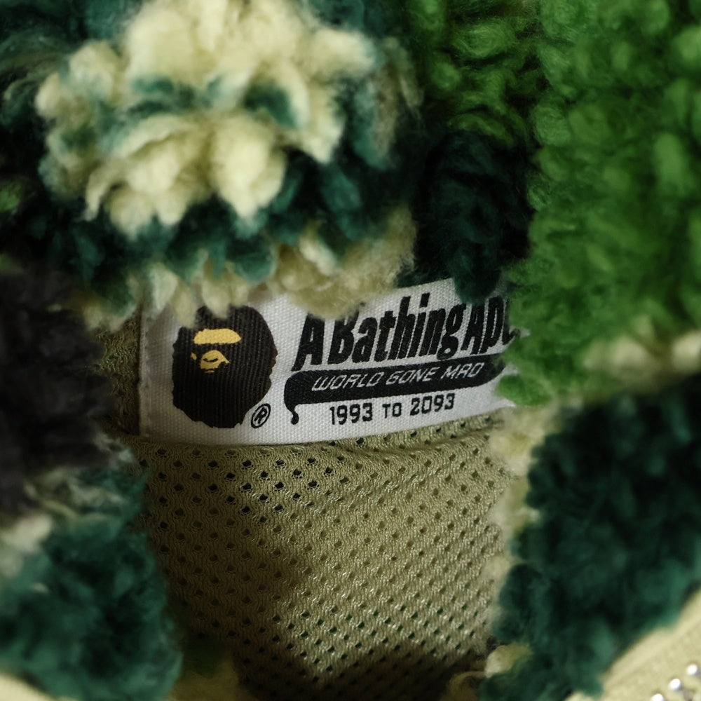 A BATHING APE(アベイシングエイプ) CAMO BOA SHARK RELAXED FIT FULL ZIP HOODIE カモ柄 ボアシャークパーカー フルジップフーディー カーキ 001ZPK801307M