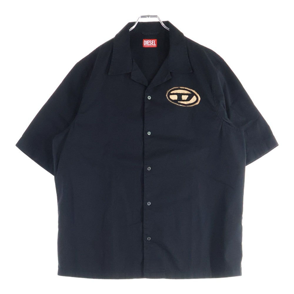 DIESEL(ディーゼル) S-STAN-BLEACH オーバルDロゴ 半袖コットンオープンカラーシャツ ブラック A14178