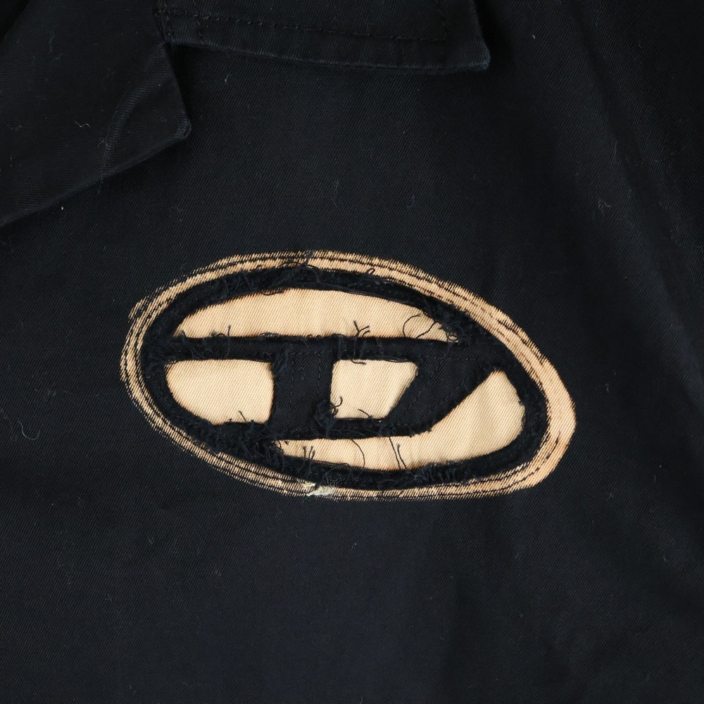 DIESEL(ディーゼル) S-STAN-BLEACH オーバルDロゴ 半袖コットンオープンカラーシャツ ブラック A14178