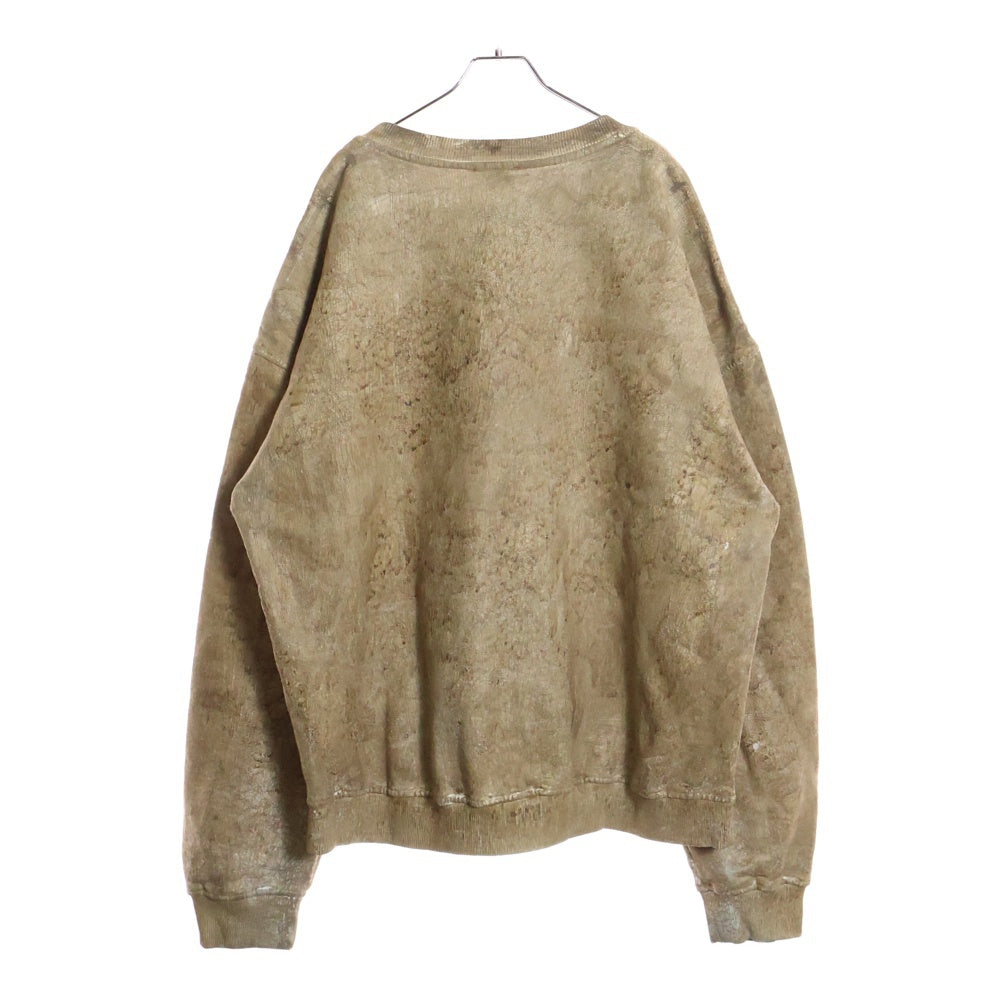 DIESEL(ディーゼル) S-NABEL-FLEE 全面クラックプリント 長袖クルーネック スウェットトレーナー ブラウン A12488