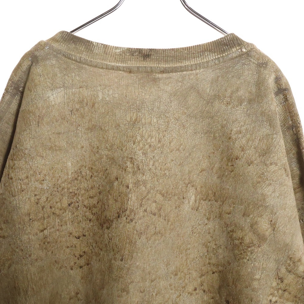 DIESEL(ディーゼル) S-NABEL-FLEE 全面クラックプリント 長袖クルーネック スウェットトレーナー ブラウン A12488