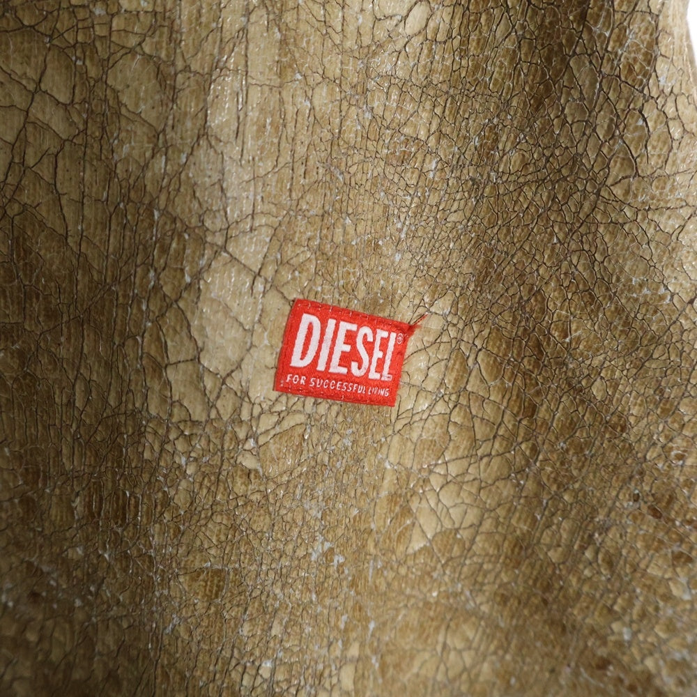 DIESEL(ディーゼル) S-NABEL-FLEE 全面クラックプリント 長袖クルーネック スウェットトレーナー ブラウン A12488