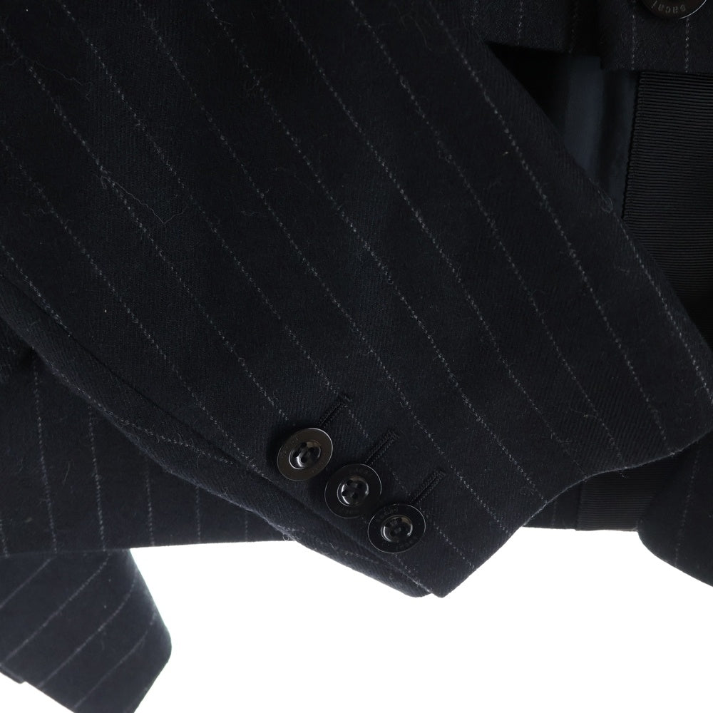 Sacai(サカイ) 23AW CHALK STRIPE JACKET ショート丈ストライプジャケット ブラック 23-06981