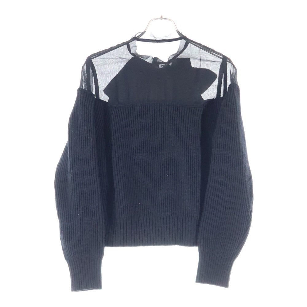 Sacai(サカイ) 23AW Chiffon Mix Wool Knit Pullover シフォン ミックス ウール ニット プルオーバー セーター レディース ブラック 23-06961
