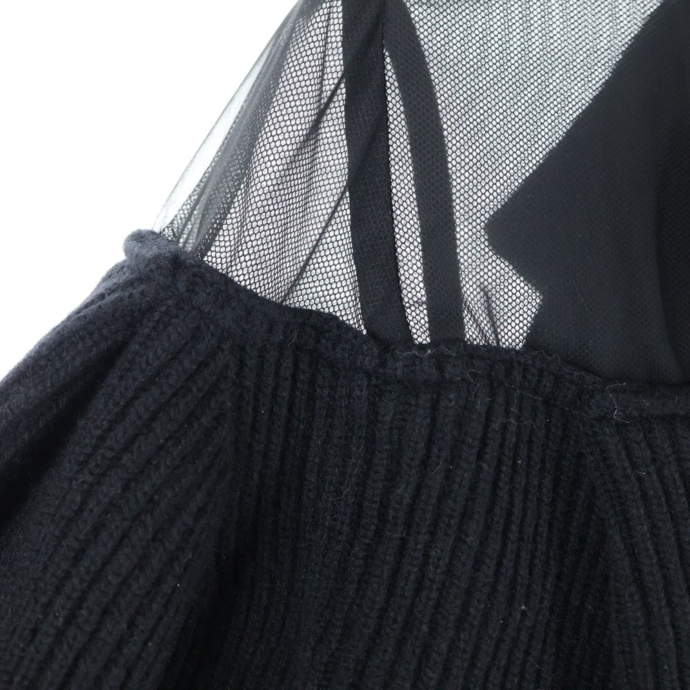 Sacai(サカイ) 23AW Chiffon Mix Wool Knit Pullover シフォン ミックス ウール ニット プルオーバー セーター レディース ブラック 23-06961