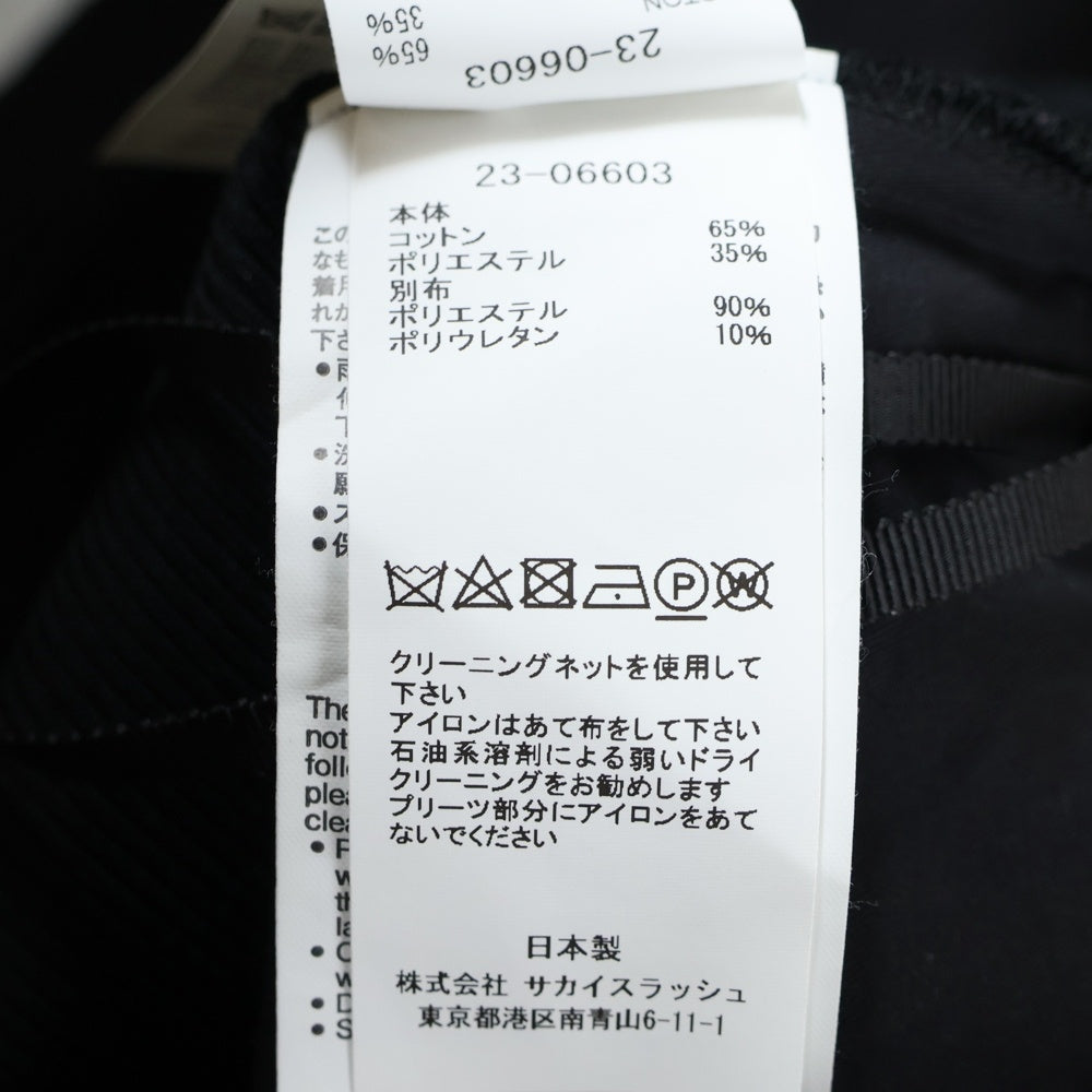 Sacai(サカイ) 23SS ウエストマーク ニットドッキング フレアパンツ レディース ブラック 23-06603