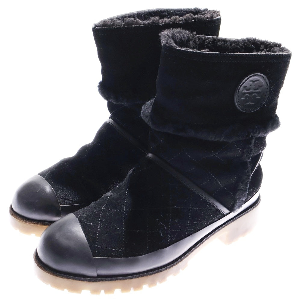 TORY BURCH(トリー バーチ) BOUGHTON SHEARLING BOOTLE ボストン シアリング スウェード ムートン ハイカットブーツ ブラック レディース 33148429