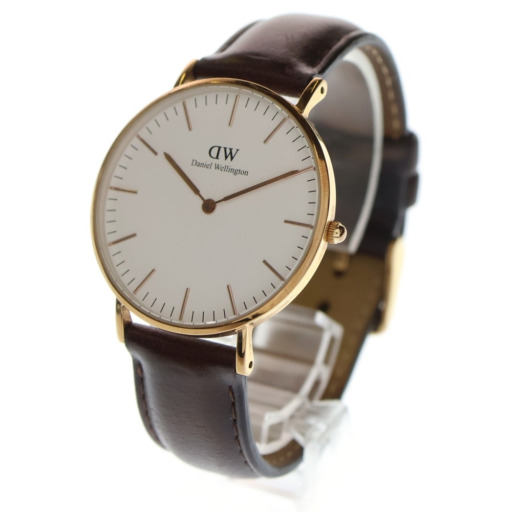 Daniel Wellington(ダニエルウェリントン) アナログ クオーツ ホワイト文字盤 レザーベルトウォッチ 腕時計 ホワイト/ゴールド M36RW レディース