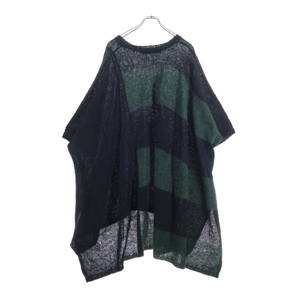 Ground Y(グラウンドワイ) 21AW ボーダー ウール ニット セーター ブラック/グリーン GM-K05-113