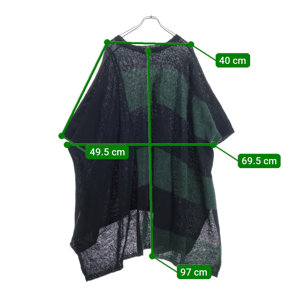 Ground Y(グラウンドワイ) 21AW ボーダー ウール ニット セーター ブラック/グリーン GM-K05-113