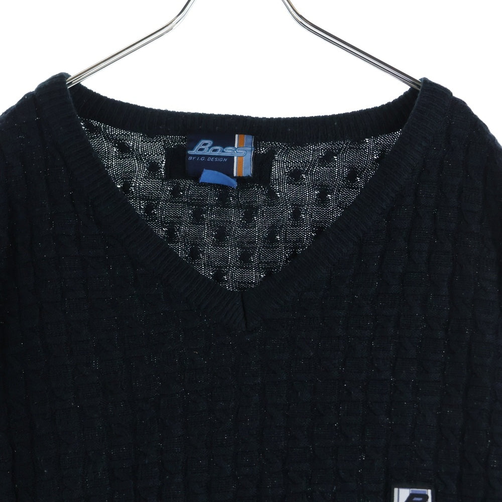 VINTAGE(ヴィンテージ) 90S VINTAGE BOSS ヴィンテージ ボス 韓国製 アクリルニット ベスト ネイビー