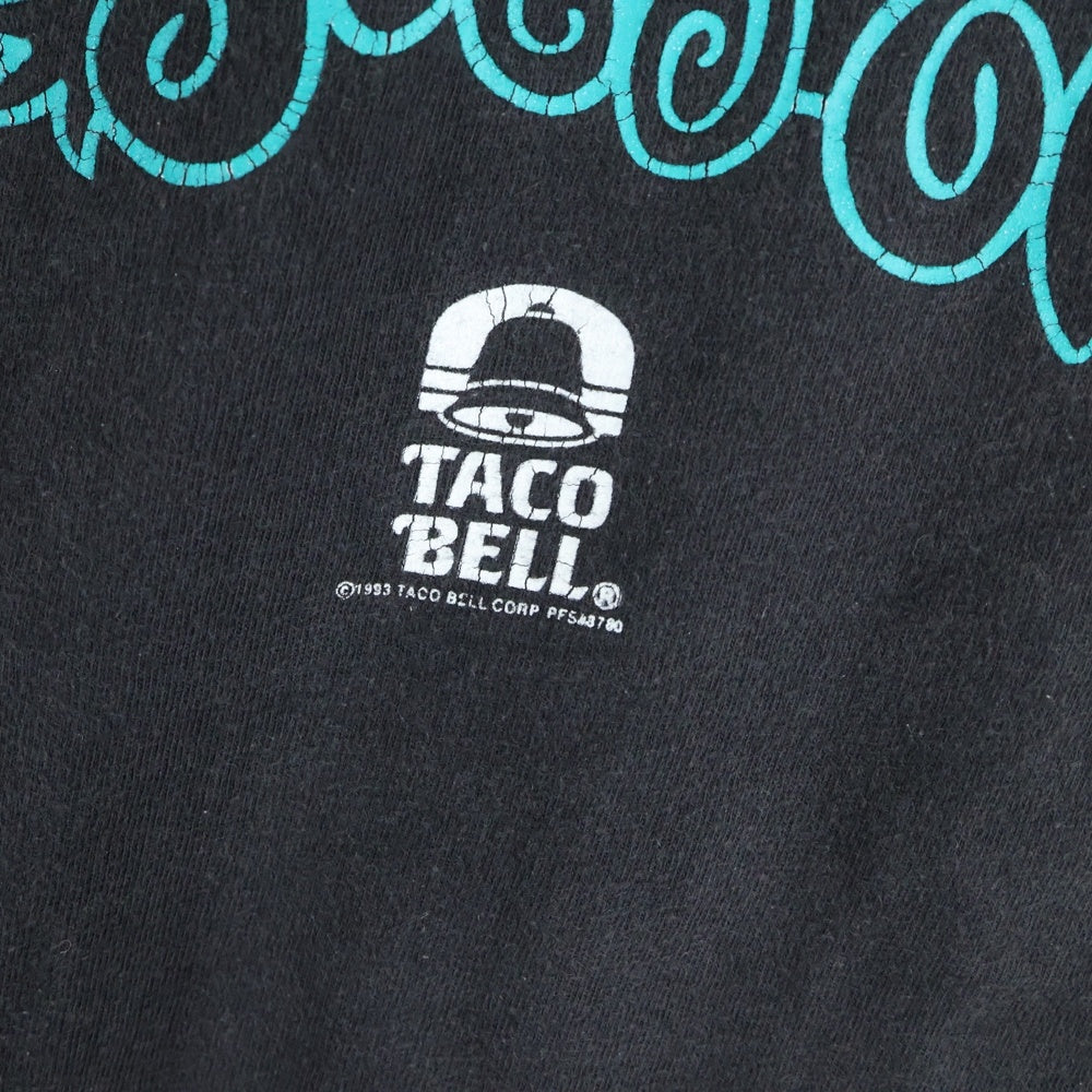 VINTAGE(ヴィンテージ) 90S VINTAGE TACO BELL GREETING TACO LOVERS HANES ヴィンテージ USA製 タコベル 両面プリント クルーネック 半袖Tシャツ カットソー ブラック