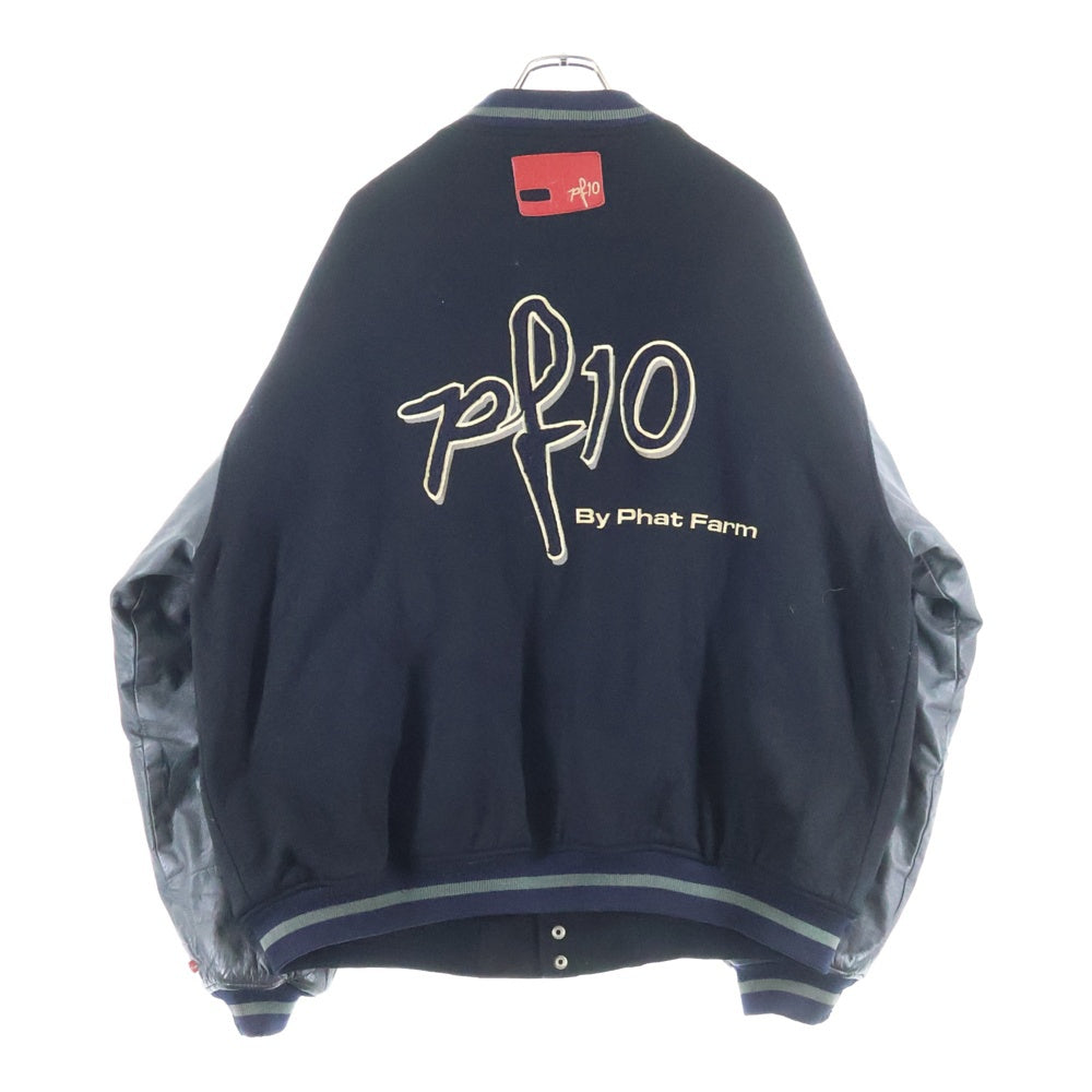 PHAT FARM(ファットファーム) 10TH YEAR COLLECTION アームレザー 両面デザイン スタジアムジャンパー ブルゾンジャケット ブラック/グレー