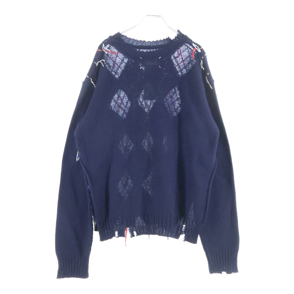 Maison Margiela(メゾンマルジェラ) 23AW Cut-out Knit Sweater カットアウトデザイン クルーネック ニットセーター ネイビー S67HL0001
