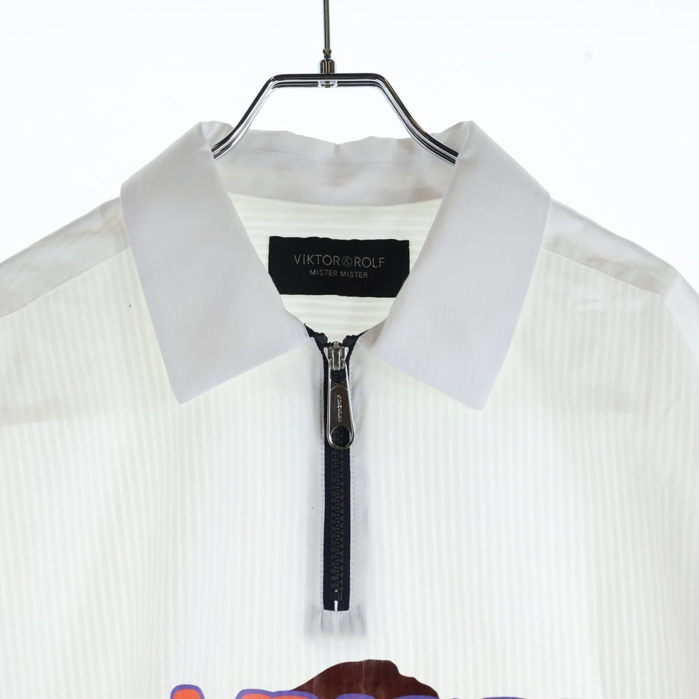 VIKTOR & ROLF(ヴィクターアンドロルフ) MUSHROOM GUY マッシュルームガイ プリント ハーフジップ 長袖シャツ ホワイト MSH352101121
