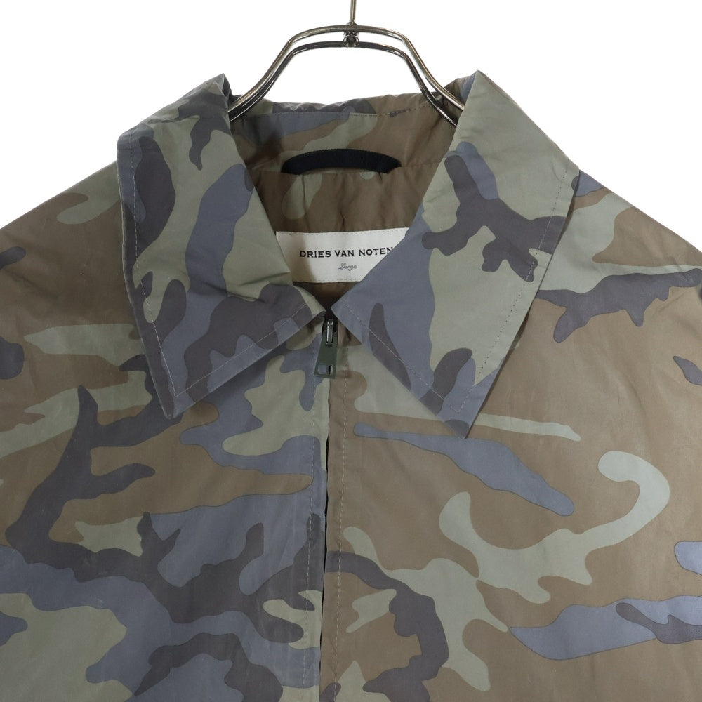 DRIES VAN NOTEN(ドリスヴァンノッテン) メッシュ 切替 リフレクティブ カモ ジップアップ ジャケット カーキ