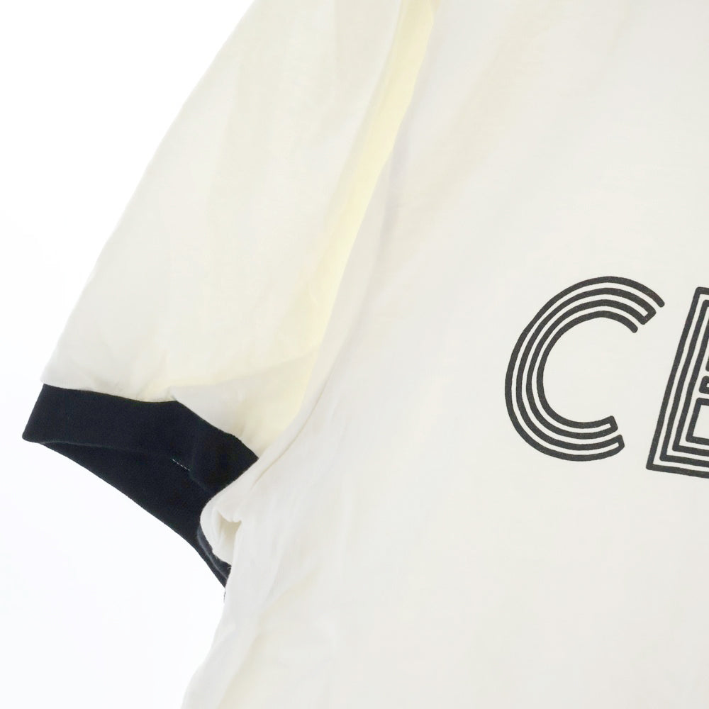 CELINE(セリーヌ) 23AW Loose T-Shirt ルーズ ロゴプリント リンガー 半袖Tシャツ カットソー ホワイト 2X49I671Q.01QF
