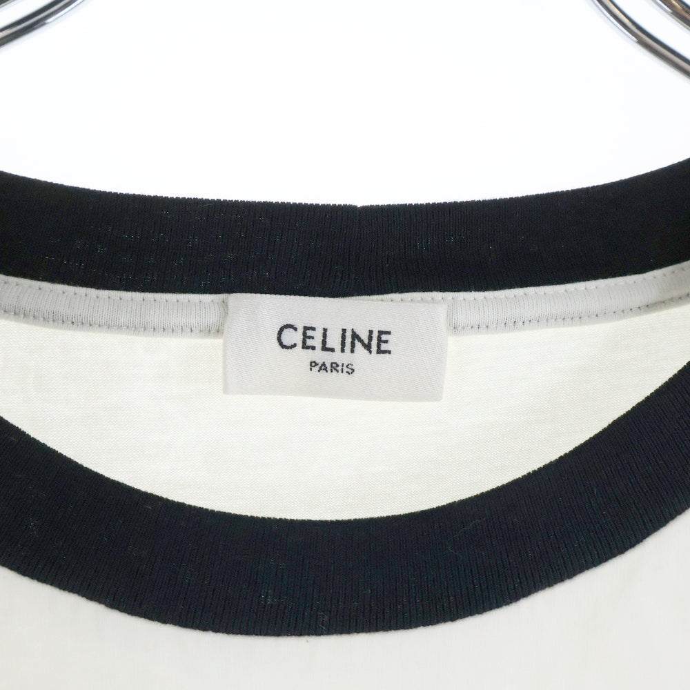 CELINE(セリーヌ) 23AW Loose T-Shirt ルーズ ロゴプリント リンガー 半袖Tシャツ カットソー ホワイト 2X49I671Q.01QF