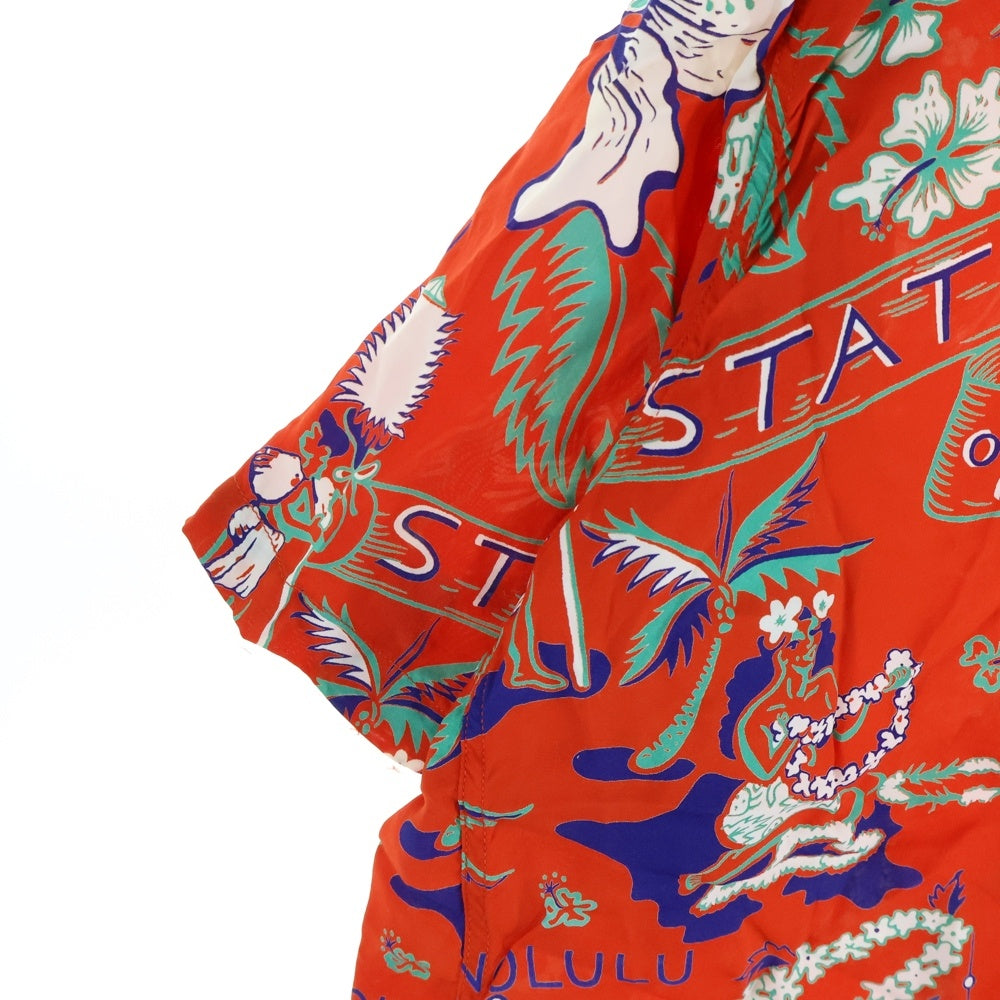 SUN SURF(サンサーフ) RAYON HAWAIIAN SHIRT STATE OF HAWAII フィラメントレーヨン 抜染プリント ループホール付き 半袖ハワイシャツ レッド SS38792