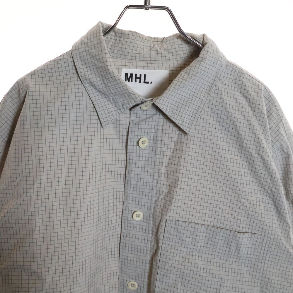MARGARET HOWELL(マーガレットハウエル) スモールチェック柄 レギュラーカラー コットン 長袖シャツ グレー 596-3250512