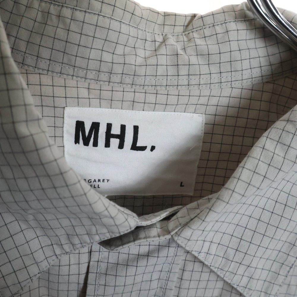 MARGARET HOWELL(マーガレットハウエル) スモールチェック柄 レギュラーカラー コットン 長袖シャツ グレー 596-3250512