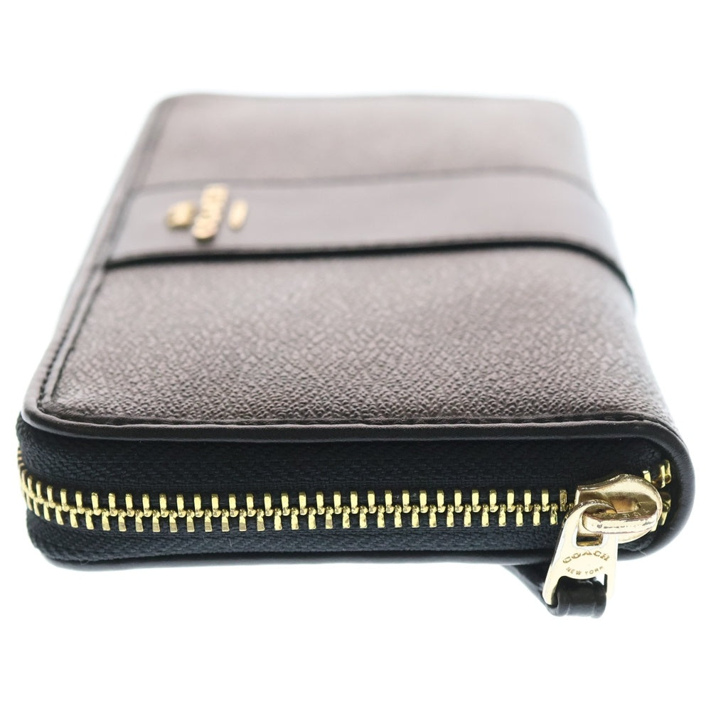 COACH(コーチ) シグネチャーストライプ PVC アコーディオン ラウンドジップウォレット 長財布 ブラウン F54630 レディース