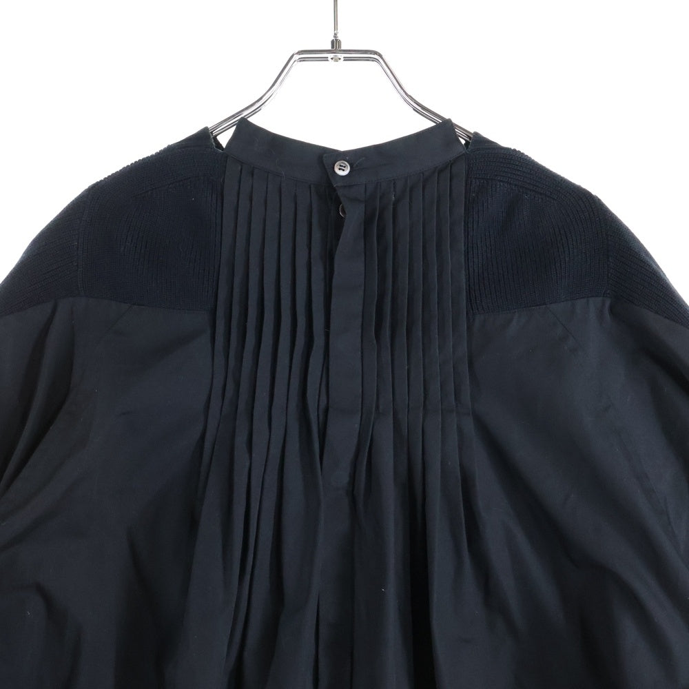 Sacai(サカイ) ニット切り替え ドッキング フロントポケット 半袖シャツ ブラウス ブラック レディース SCW-014