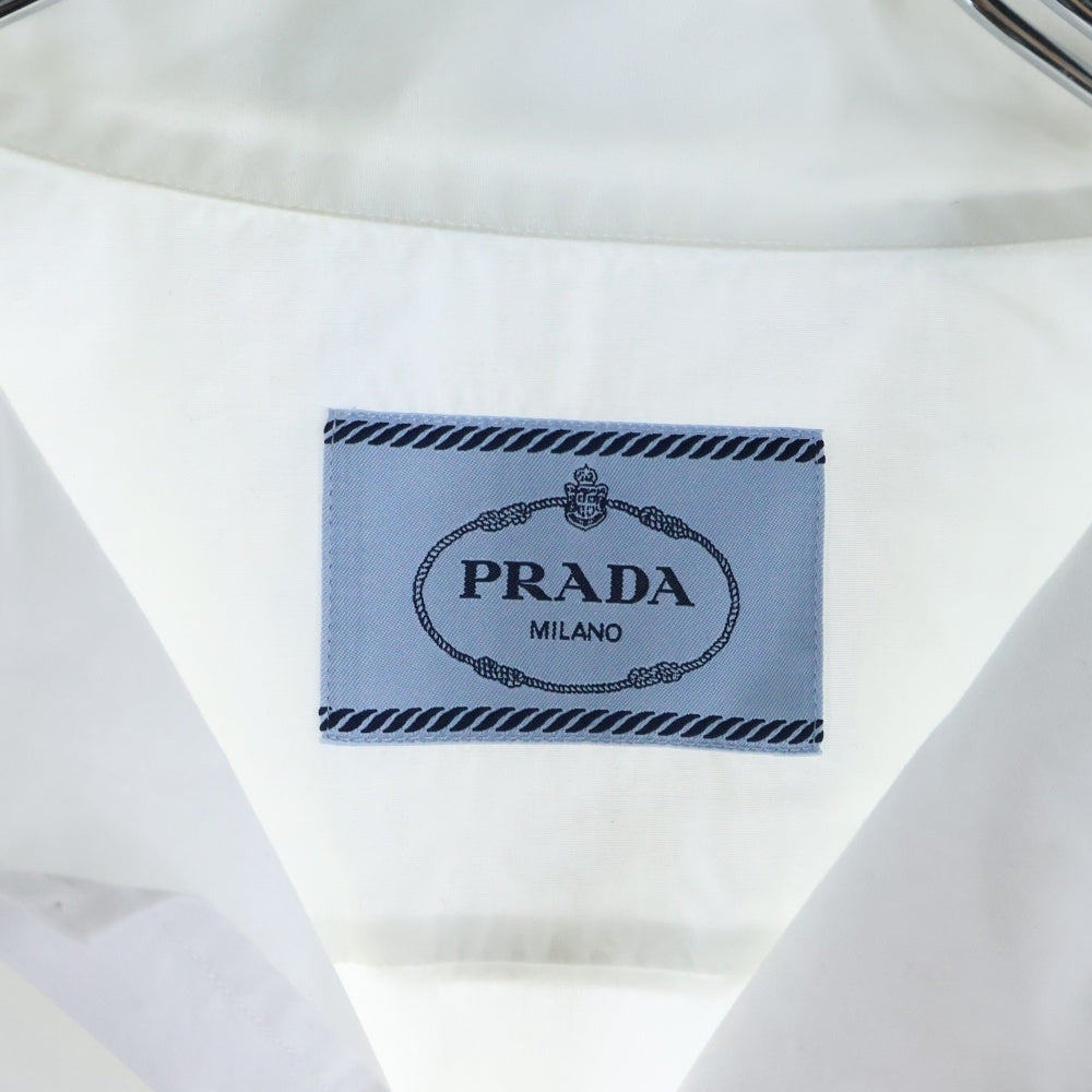 PRADA(プラダ) フロントポケット トライアングルロゴ オープンカラー 半袖シャツ ホワイト UCS339 S211 1W70