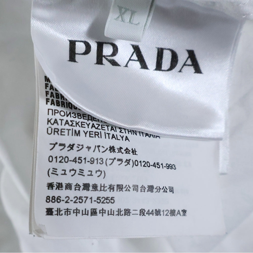 PRADA(プラダ) フロントポケット トライアングルロゴ オープンカラー 半袖シャツ ホワイト UCS339 S211 1W70