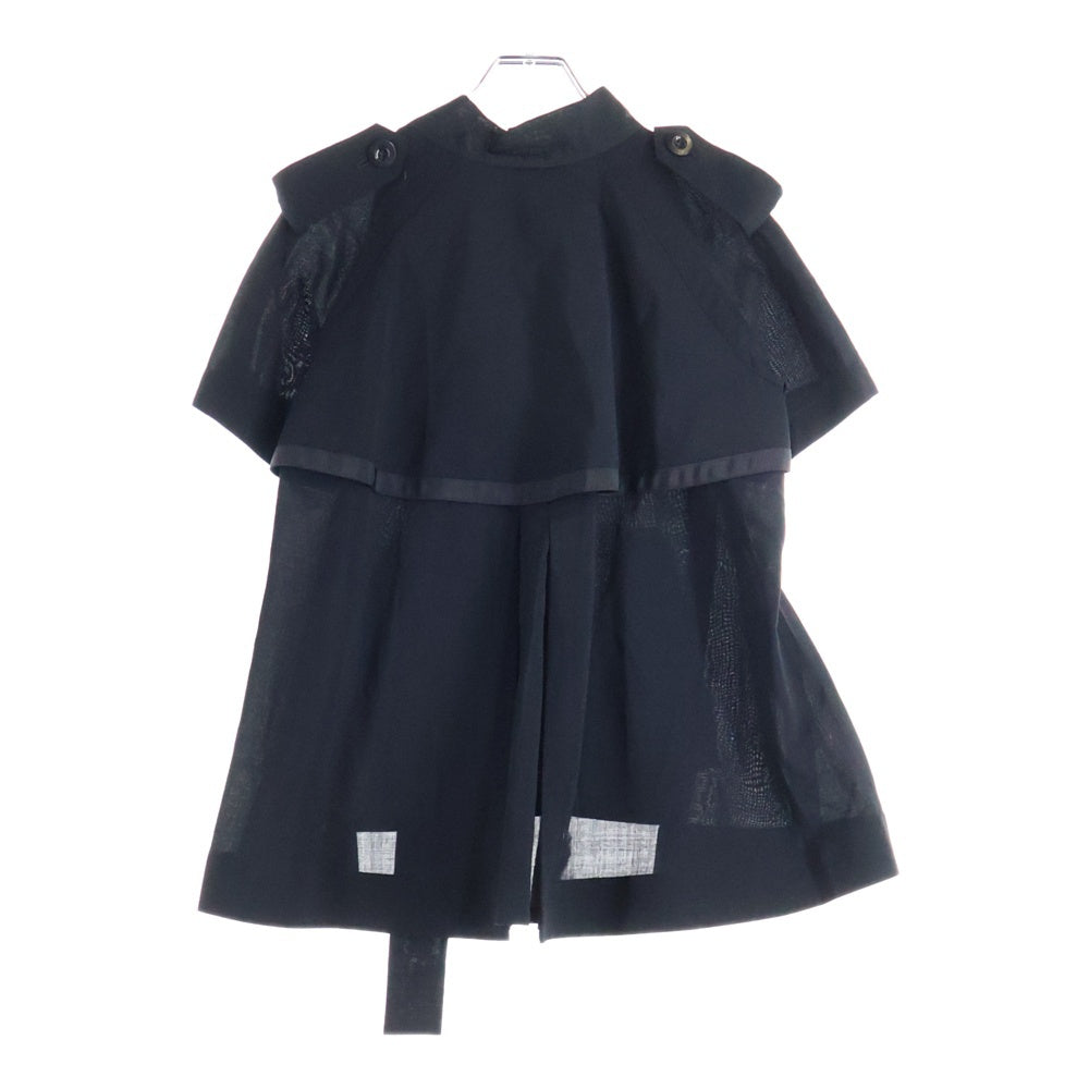 Sacai(サカイ) 21SS Suiting Pullover スーチング プルオーバー 半袖シャツ ブラウス ブラック レディース 21-05390