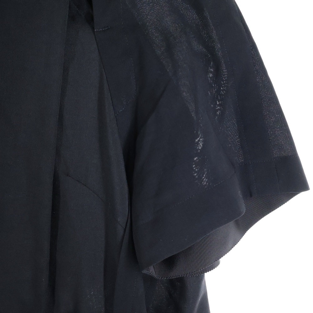 Sacai(サカイ) 21SS Suiting Pullover スーチング プルオーバー 半袖シャツ ブラウス ブラック レディース 21-05390