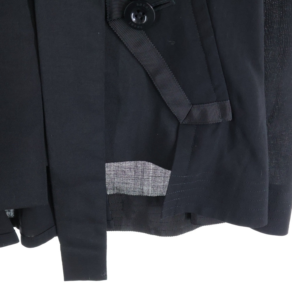 Sacai(サカイ) 21SS Suiting Pullover スーチング プルオーバー 半袖シャツ ブラウス ブラック レディース 21-05390